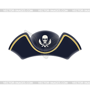 Cartoon pirate captain tricorn cocked hat - royalty-free vector image