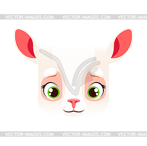 Cartoon sheep kawaii square animal face, farm lamb - vector clipart