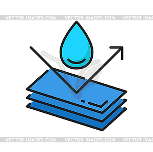 Waterproof material, water resistant surface icon - vector image