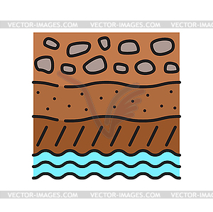 Soil, groundwater level agronomy color line icon - vector clipart