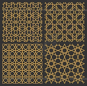 Mashrabiya arabesque arabic sweamless patterns set - vector clipart