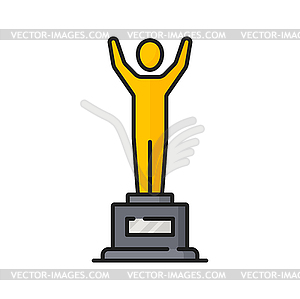 Statue of men on pedestal, gold award trophy icon - vector clipart
