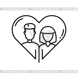 Couple in love, help and support, people in heart - vector clipart