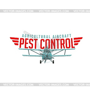 Agriculture pest control airplane spray pesticides - vector clipart