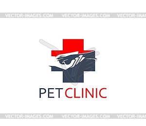 Значок клиники для домашних животных, символ ветеринарного врача для собак - векторный дизайн