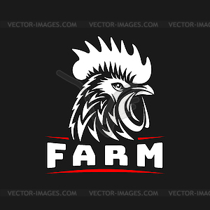 Agriculture farm rooster mascot icon, chicken cock - vector clip art