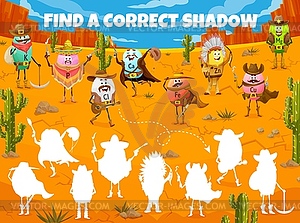 Find Correct Shadow of vitamin characters game - vector image