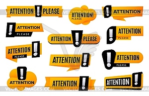 Attention please, important information signs - vector clipart