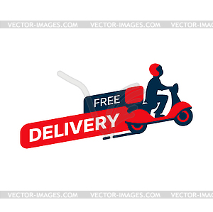 Значок бесплатной доставки, знак скутера службы быстрого питания - изображение в векторе