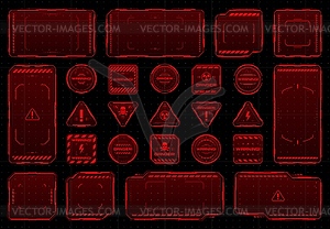 Красные рамки интерфейса HUD с надписью \ - изображение в векторе / векторный клипарт