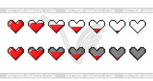 8-битная аркадная игра с пиксельным сердечком на живом уровне - изображение в векторе / векторный клипарт
