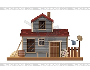 Western Wild West stables, country town building - stock vector clipart