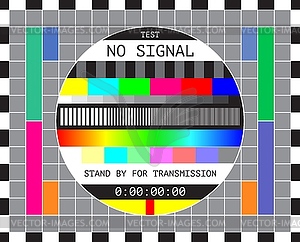 Шаблон экрана для проверки телевизионного сигнала, телевизионная тестовая карта - векторизованное изображение клипарта