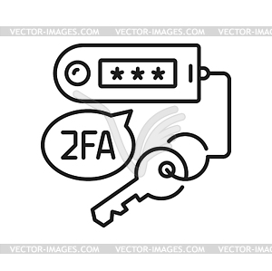 Проверка пароля 2FA, аутентификация по USB-ключу - векторная графика