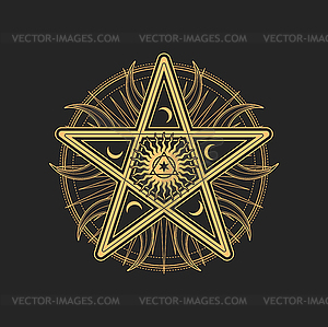 Pentagram spiritual symbol, amulet, sign - vector image