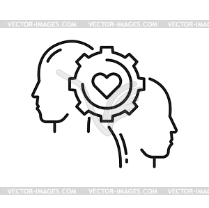 Couple and love mechanism gear, help and support - vector clipart