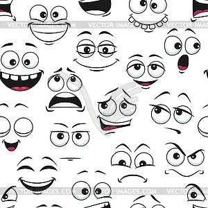 Funny cartoon faces seamless pattern background - vector clipart
