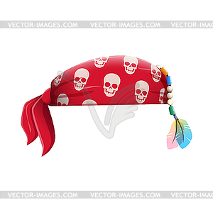Cartoon pirate captain bandana with human skulls - vector clip art