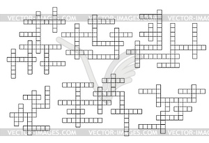 Сетки для викторин по кроссвордам или макеты игр в угадайку слов - иллюстрация в векторе