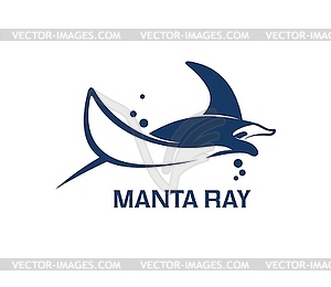 Manta ray animal icon, stingray, sting fish symbol - vector clipart