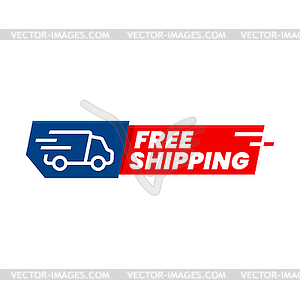 Delivery free shipping icon, express courier truck - vector image