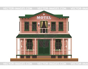 Вестерн, мотель или гостиница на Диком Западе, городское здание - изображение в векторе / векторный клипарт