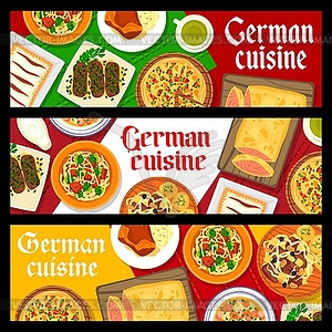 German cuisine restaurant meals banners - vector clipart