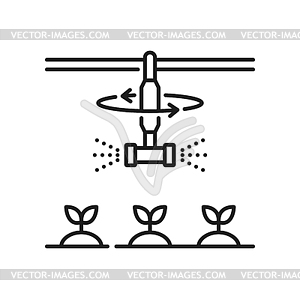 Field or greenhouse watering, irrigation icon - vector image