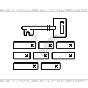 Ключевой символ, хранилище ключевых слов, значок защиты данных - изображение в векторном формате