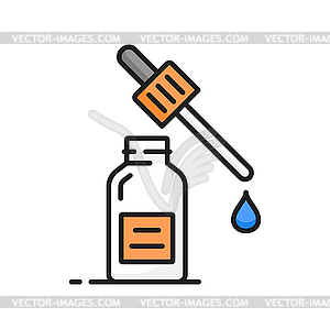 Essential oil skin care or dermatology line icon - vector clipart