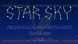 Тип шрифта Star space, шрифт starry galaxy - рисунок в векторе