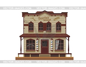 Western Wild West barber shop town building - vector clipart