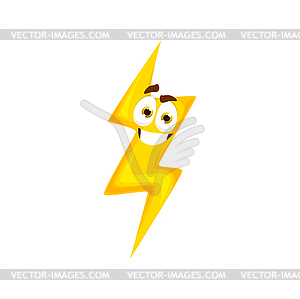 Cartoon lightning character, whimsical funny bolt - vector image
