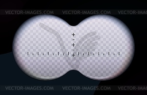 Вид в бинокль, оправа в форме очков - изображение в векторе