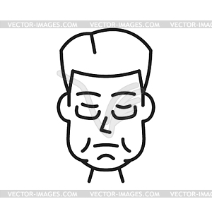 Swelling face of man woman, edema of sick person - vector clip art