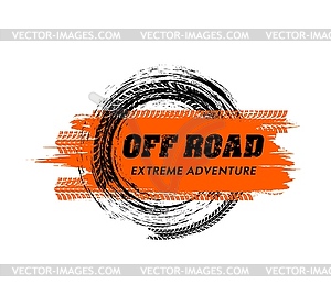 Offroad sport grunge banner with tire traces - royalty-free vector clipart