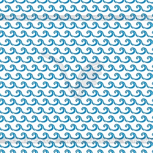 Sea and ocean blue curly waves seamless pattern - vector image