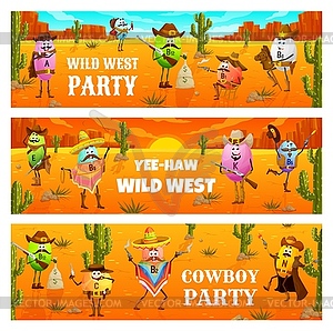 Ковбойская вечеринка на Диком Западе, ковбои вестерн-витамин - графика в векторном формате
