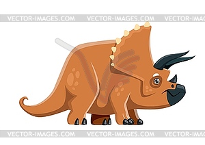 Мультяшный персонаж динозавра Трицератопса - векторное изображение