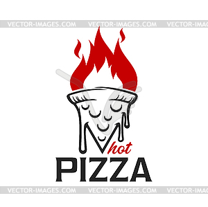 Pizza icon, street food restaurant retro symbol - vector image