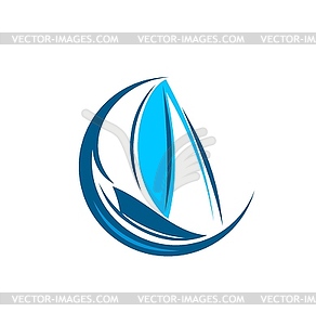 Yacht boat icon, sailboat or yachting club emblem - vector clipart