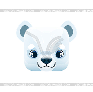 Carto polar bear kawaii square animal face - vector image