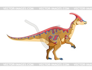 Parasaurolophus funny dinosaur cartoon character - vector image