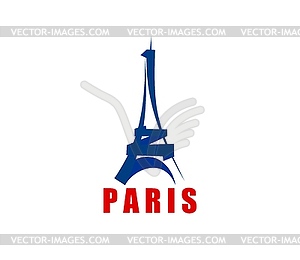 Paris Eiffel tower icon, France travel landmark - vector clipart