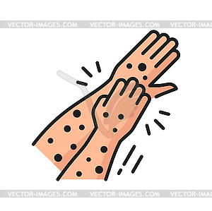 Allergy itching symptom color outline icon - royalty-free vector image