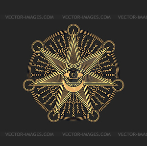 Esoteric occult symbol with Eye of Providence sing - vector clip art