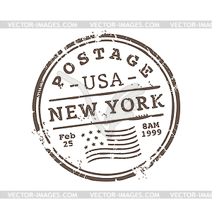 США, Нью-Йорк, почтовые расходы и почтовая резиновая марка - клипарт в формате EPS