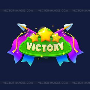 Game victory sign, banner or popup window, badge - vector image