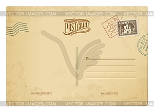 Postcard vintage stamps, retro post card or postal - vector image