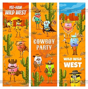 Wild west party western cartoon cowboy, sheriff - vector clipart